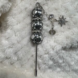 Cigar Nubber Poker Tool, Pick Stick, Craft Tool Gray, Silver And Crystal Classy